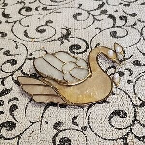 Elegant Gold and White Swan Ornament